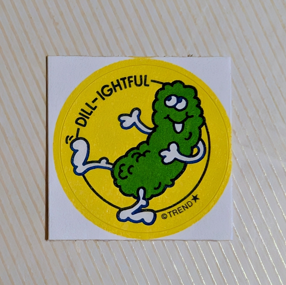 10/$25 Dill Pickle "Dill-ightful" Scratch & Sniff Retro Reward Sticker